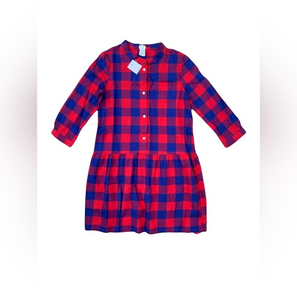 Crewcuts NWT Size 10 Red and Blue Buffalo Check Plaid Dress - Picture 1 of 5